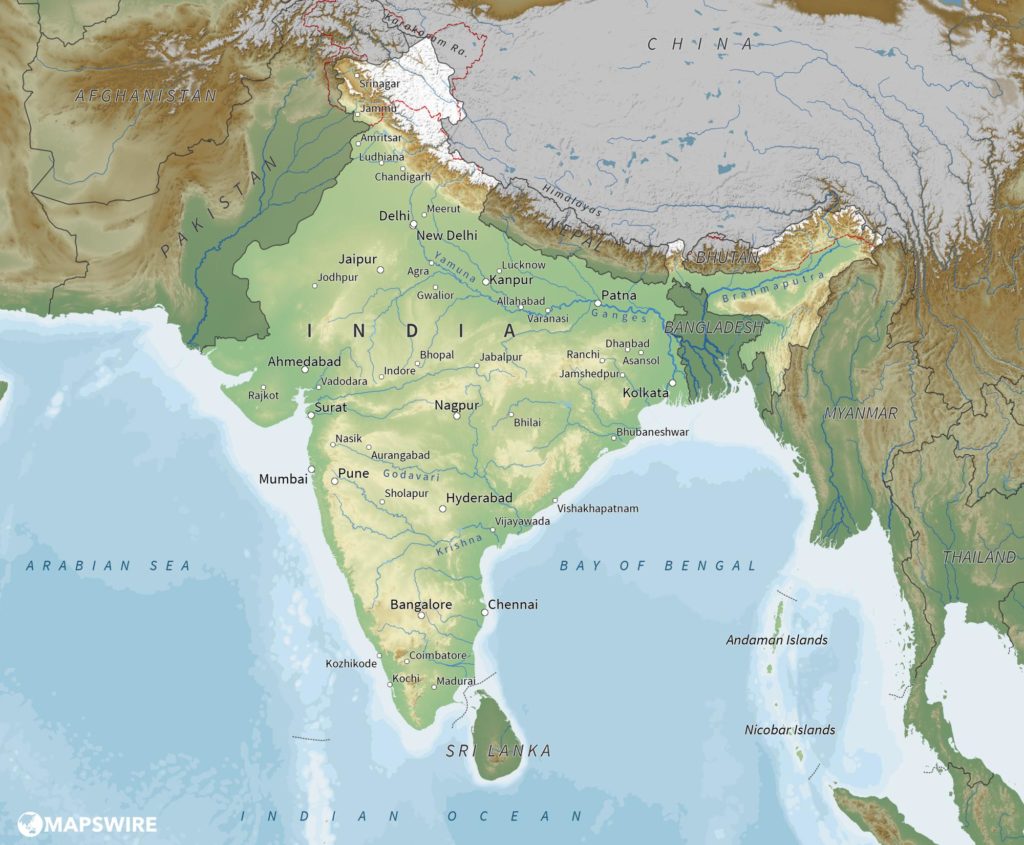 भारत का भोगोलिक मानचित्र 
